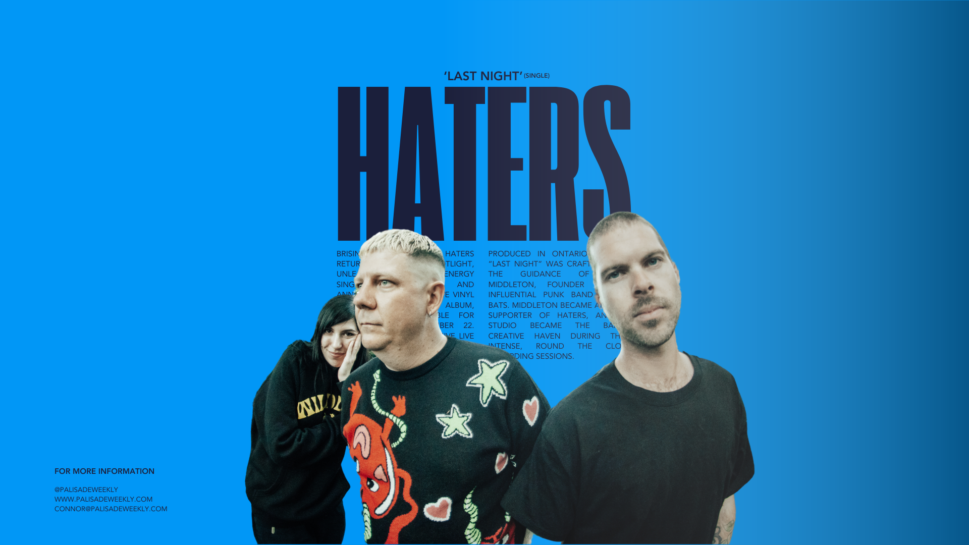 Haters Announce Electrifying New Single "Last Night" and Exclusive Vinyl Release of Debut Album "Non-Violent"